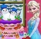 Elsa decorar bolo de natal