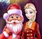 Elsa e Papai Noel limpar casa