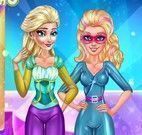 Vestir Elsa e Super Barbie