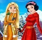Rapunzel e Branca de Neve roupas de frio
