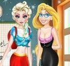 Roupas da sala de aula Elsa e Rapunzel