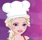 Elsa fazer torta de morango
