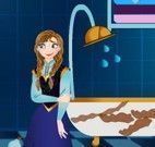 Anna Frozen limpar banheiro