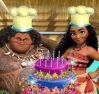 Moana fazer bolo