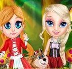 Elsa e Anna moda chapeuzinho vermelho
