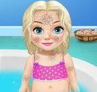 Elsa bebê banho de banheira