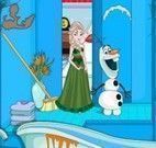 Elsa Frozen limpar banheiro