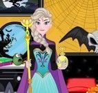 Elsa decorar cenário de halloween