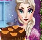 Elsa fazer bolo de chocolate com damasco
