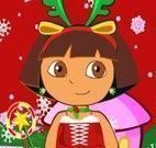 Vestir Dora com roupas de Natal