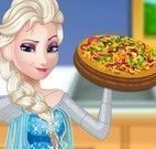 Preparar pizza com Elsa grávida