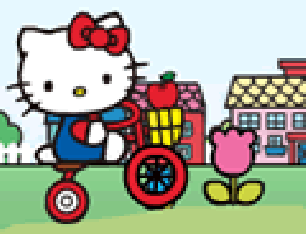 Andar de bicleta com Hello Kitty