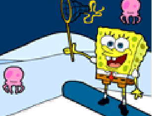 Bob esponja na neve caçando medusa