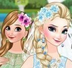 Noiva Elsa e madrinha Anna vestir