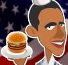 Servir hamburguer com Obama