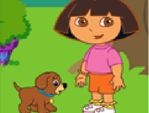 Dora cuidando de cachorro