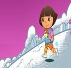 Dora destruindo monstros na neve