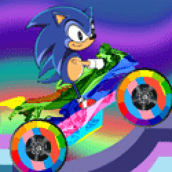 Sonic aventuras na moto colorida